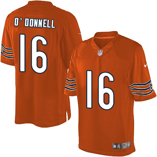 Men's Limited Pat O'Donnell Nike Jersey Orange Alternate - #16 NFL Chicago Bears